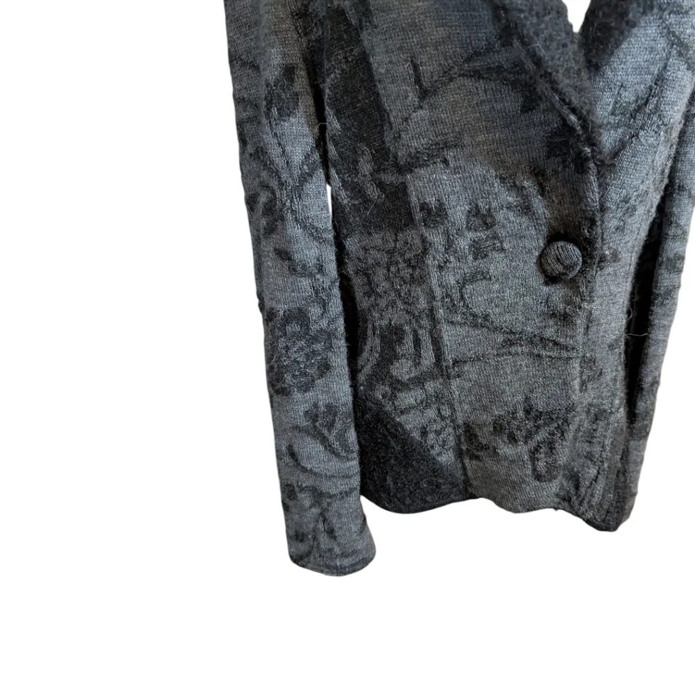 Peruvian 100% Alpaca Textured Old Money Gray/Black Textured Cardigan Blazer Sz L